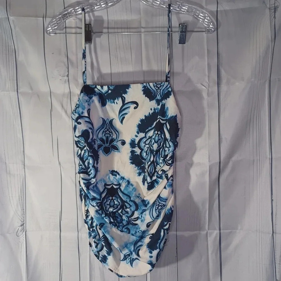 Zara Tops - Zara Floral Square Neck Spaghetti Strap Y2K Indie Top With Cinched Sides NWT